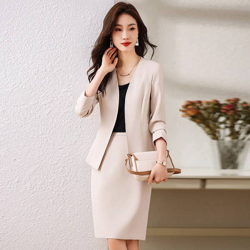 Women Formal Wear With Blazer - スカートとジャケット付きのフォーマルな女性用ビジネススーツ コート OL スタイル プロフェッショナル ブレザー