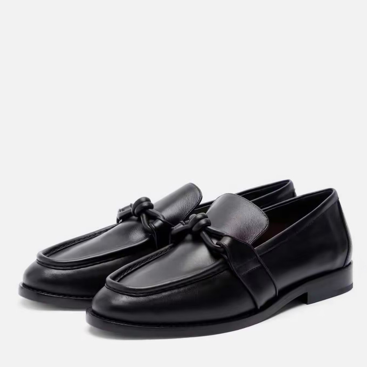 Formal Wear Women'S Loafers - レディースレザーノットディテールローファー スリッポン スクエアトゥ オフィスワーク デイリーウェア ビジネスカジュアル