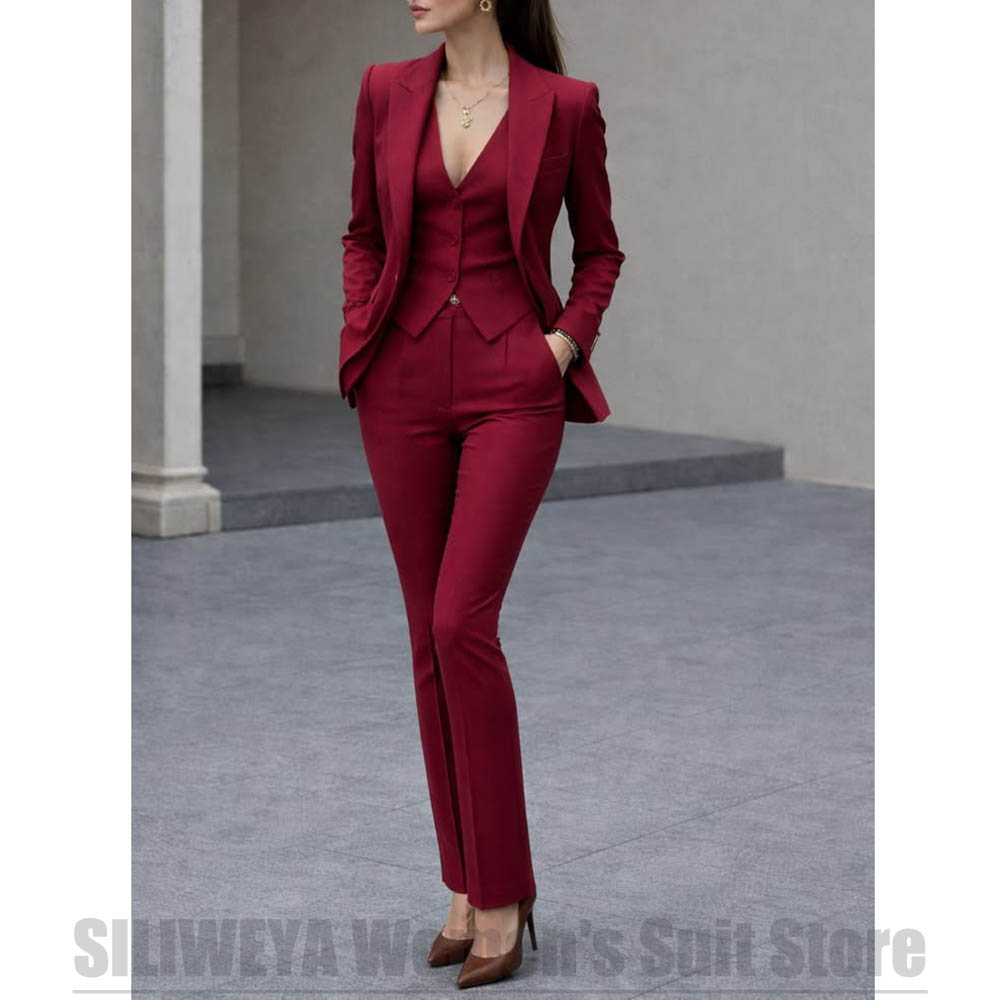 Women'S Formal Wear Pants Suit - 女性 3 ピーススーツセットブレザーベストパンツエレガントフォーマルオフィスビジネスウェア女性のための結婚式パーティー仕事プロフェッショナル衣装