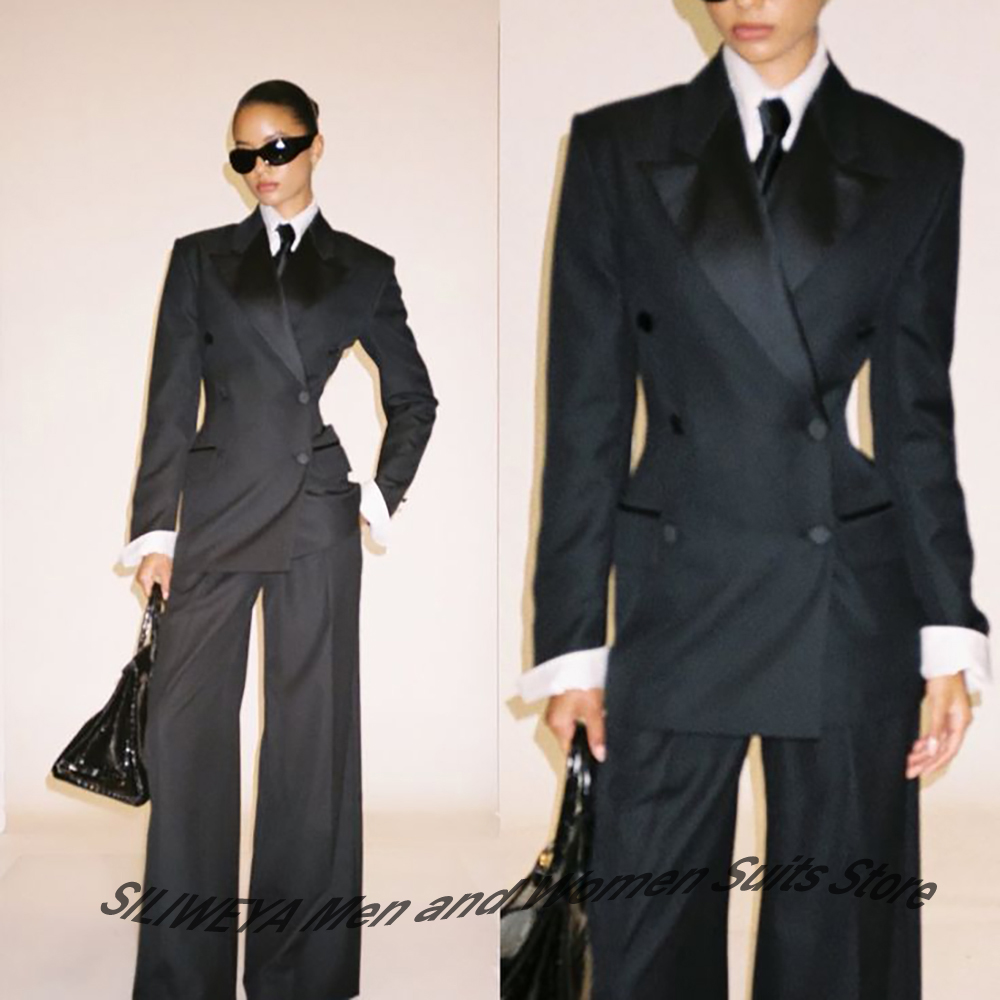 プロフェッショナルな女性のための黒のダブルブレストスーツ、ス - Women'S Formal Wear Pants Suit のレビューと価格