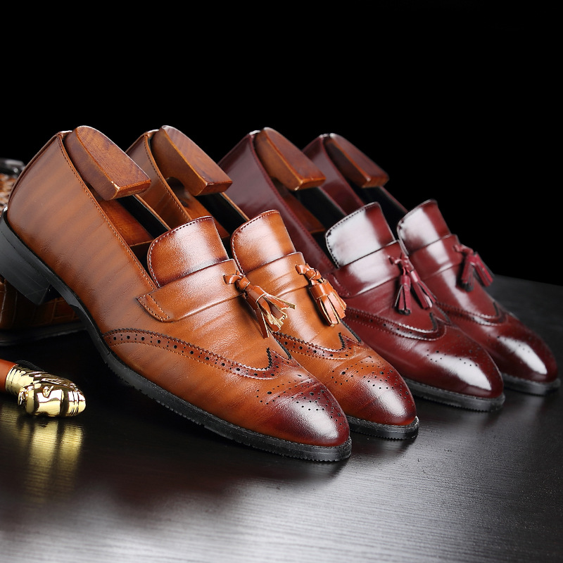 クラシックなメンズレザータッセルローファー、手作りのスリッポ - Formal Wear Women'S Loafers のレビューと価格