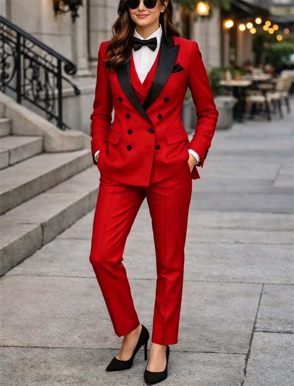 ダブルブレストの女性用スーツ 3 ピース テーラーメイド ペ - Women Formal Wear Tailor のレビューと価格