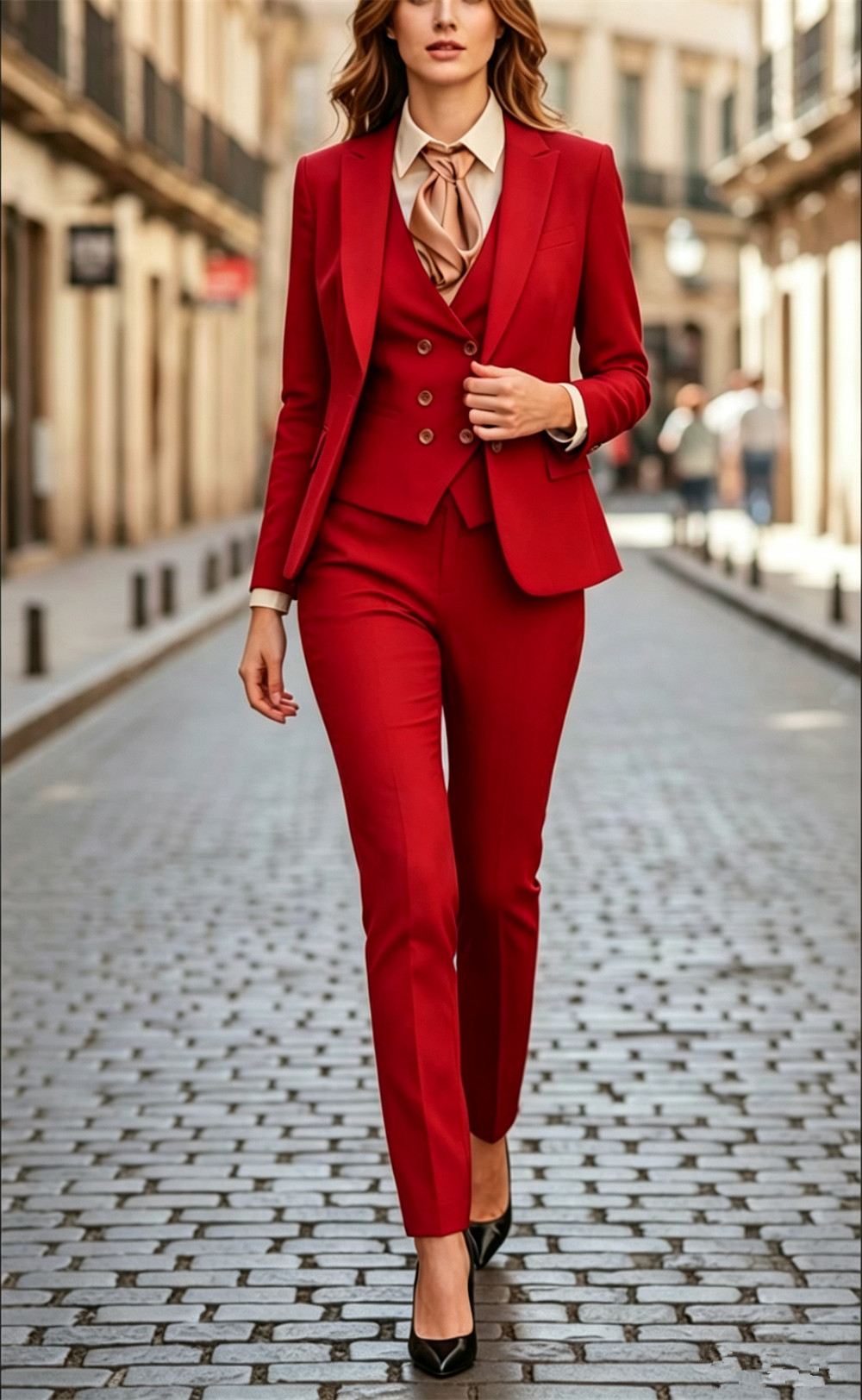 女性用ブラック3ピーススーツセット高級仕立てブレザーベストと - Women Formal Wear Tailor のレビューと価格