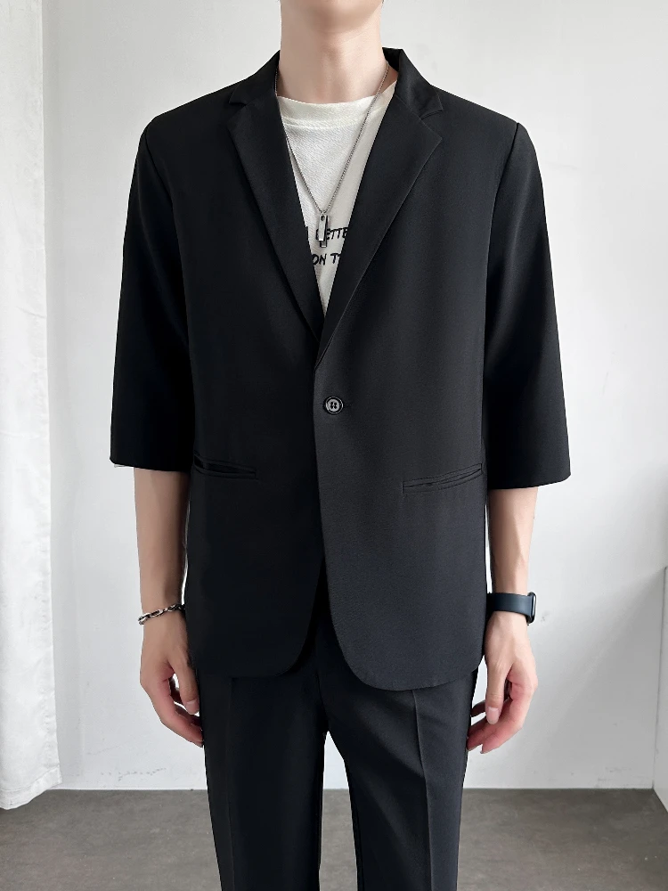 カジュアルな七分袖スーツジャケット。男性用、軽量、半袖、ファ - Women Formal Wear Korean のレビューと価格
