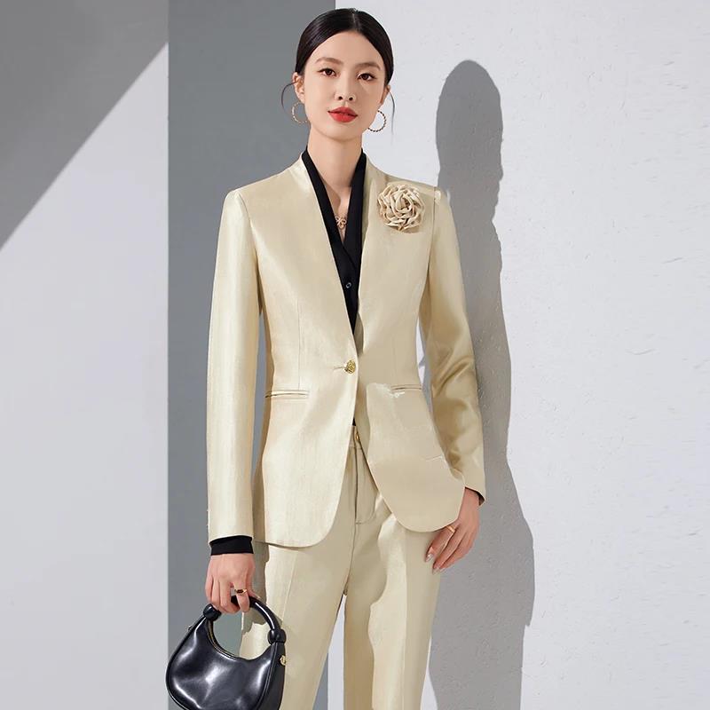 女性用ブレザーとパンツのセット,長袖トップス,フォーマルパン - Women'S Formal Wear Pants Suit のレビューと価格