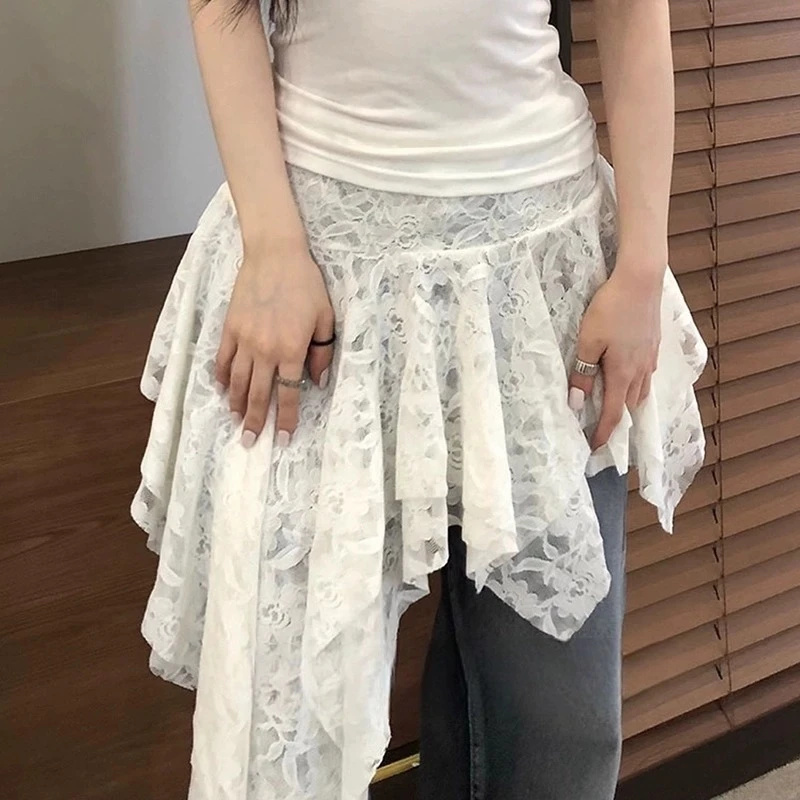 ローズクロシェレース非対称ミニスカートボヘミアンシックレイヤ - Women Formal Wear Look のレビューと価格