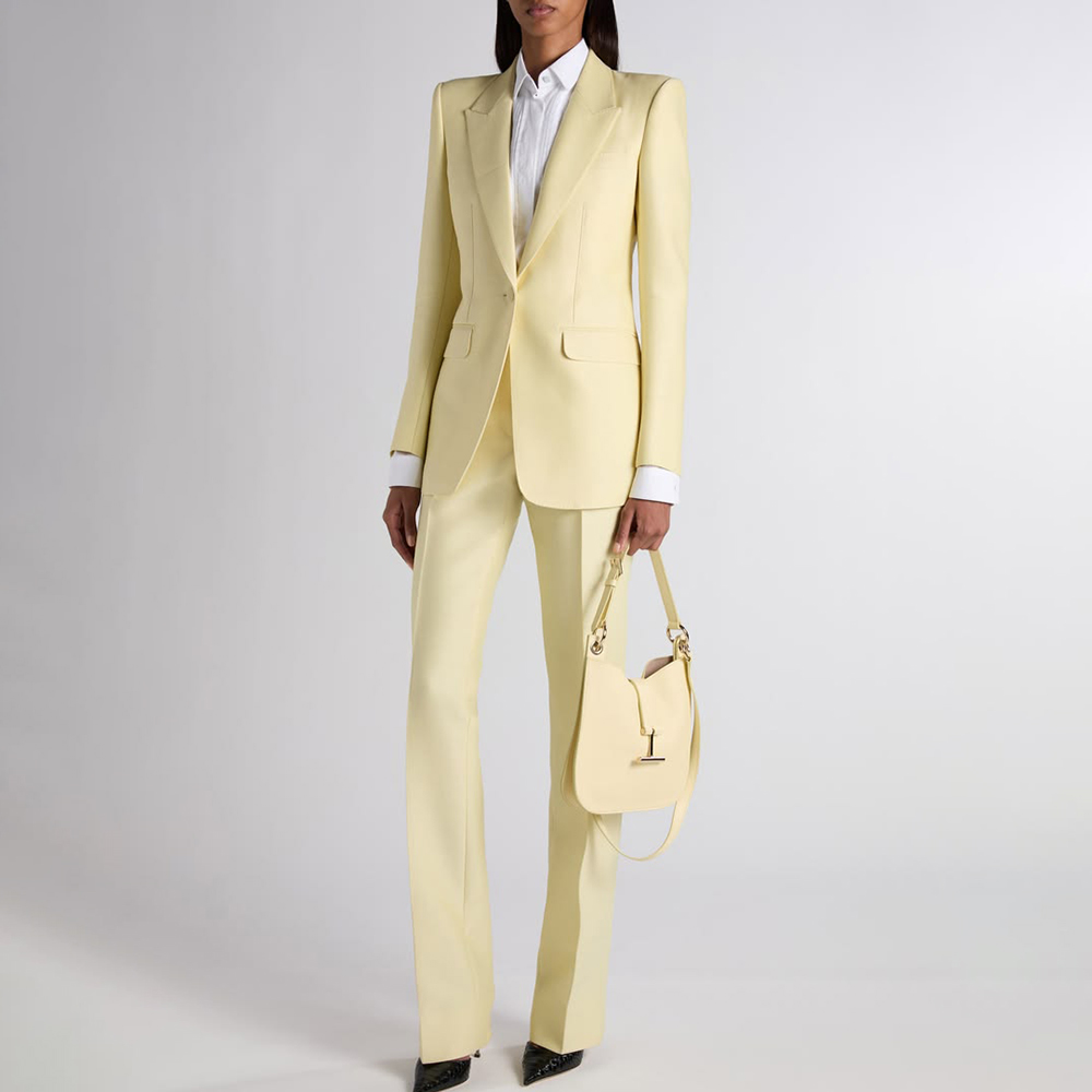 絶妙な女性用オートミールカラースーツストレートシングルブレス - Women'S Formal Wear Pants Suit のレビューと価格