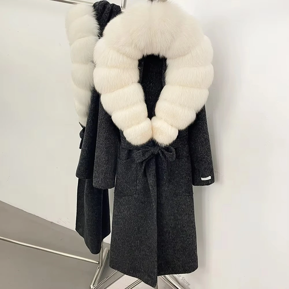 女性用ウールコート、ロング丈、ベルト付き、ファーカラー、リボ - Women Formal Wear Coat のレビューと価格