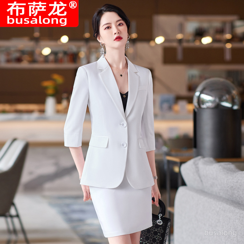 新作春夏レディースプロフェッショナルスーツ：ミドルスリーブス - Women'S Formal Wear Pants Suit のレビューと価格