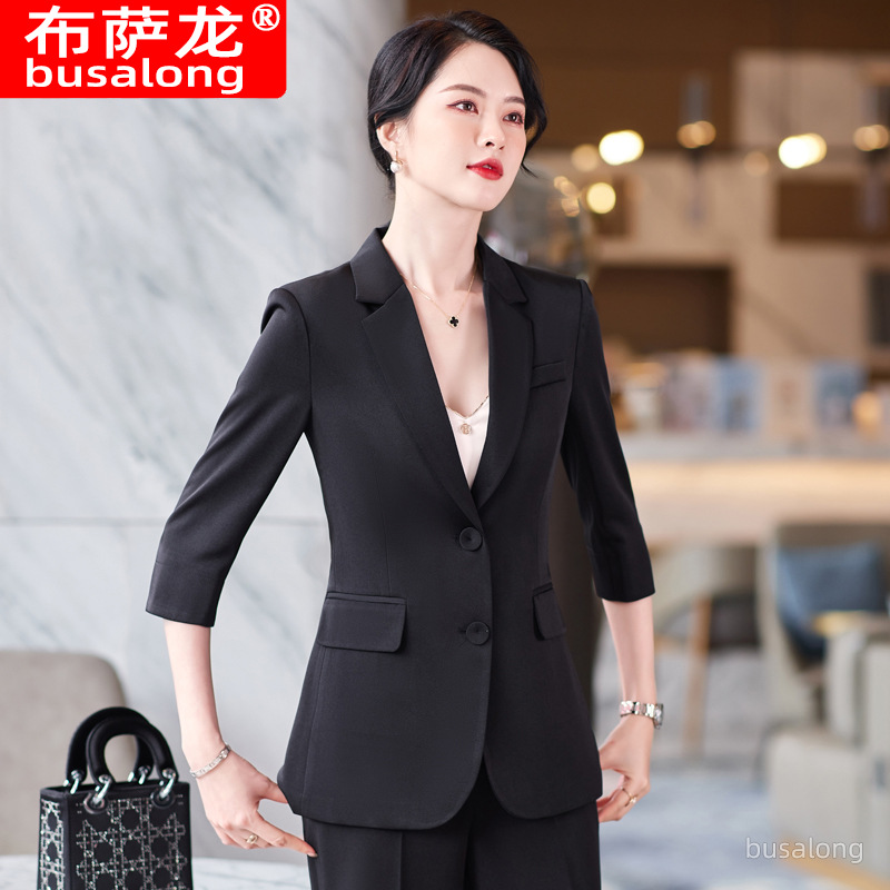 新作春夏レディースプロフェッショナルスーツ：ミドルスリーブス - Women'S Formal Wear Pants Suit のレビューと価格