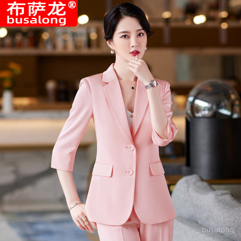 新作春夏レディースプロフェッショナルスーツ：ミドルスリーブス - Women'S Formal Wear Pants Suit のレビューと価格