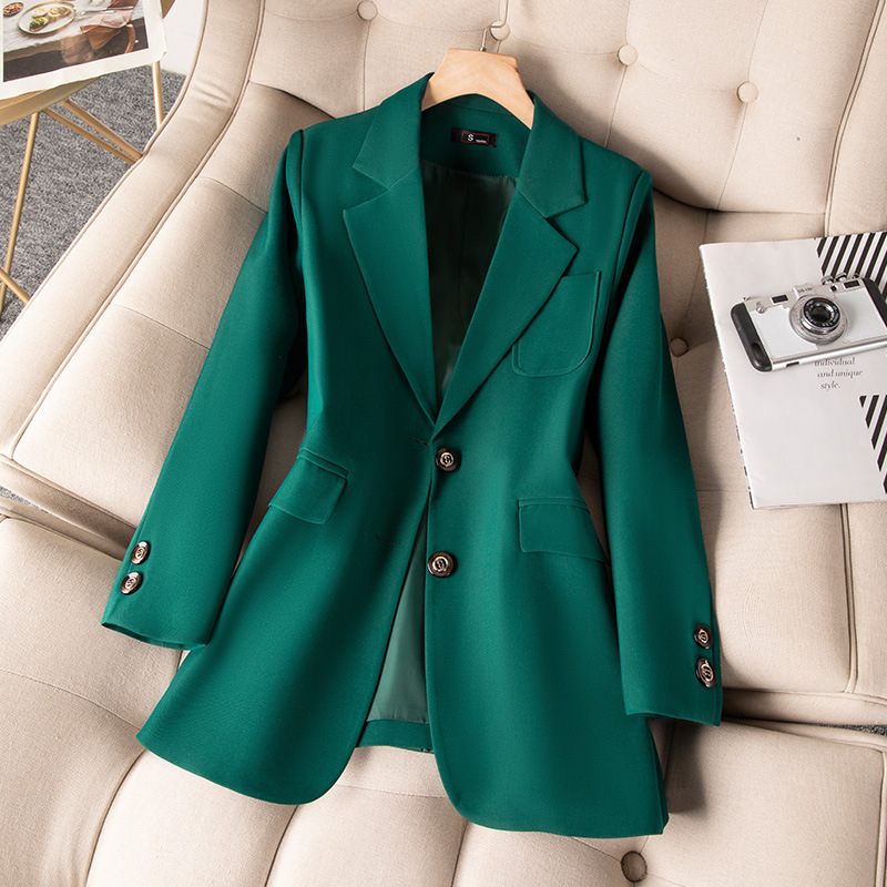 女性用長袖シングルブレストジャケット,フォーマルコート,青, - Women Formal Wear With Blazer のレビューと価格
